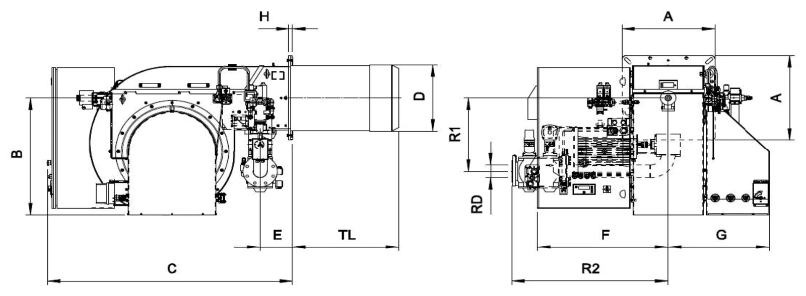 Габаритный чертёж FBR KN 750/M — KN 1800/M EL