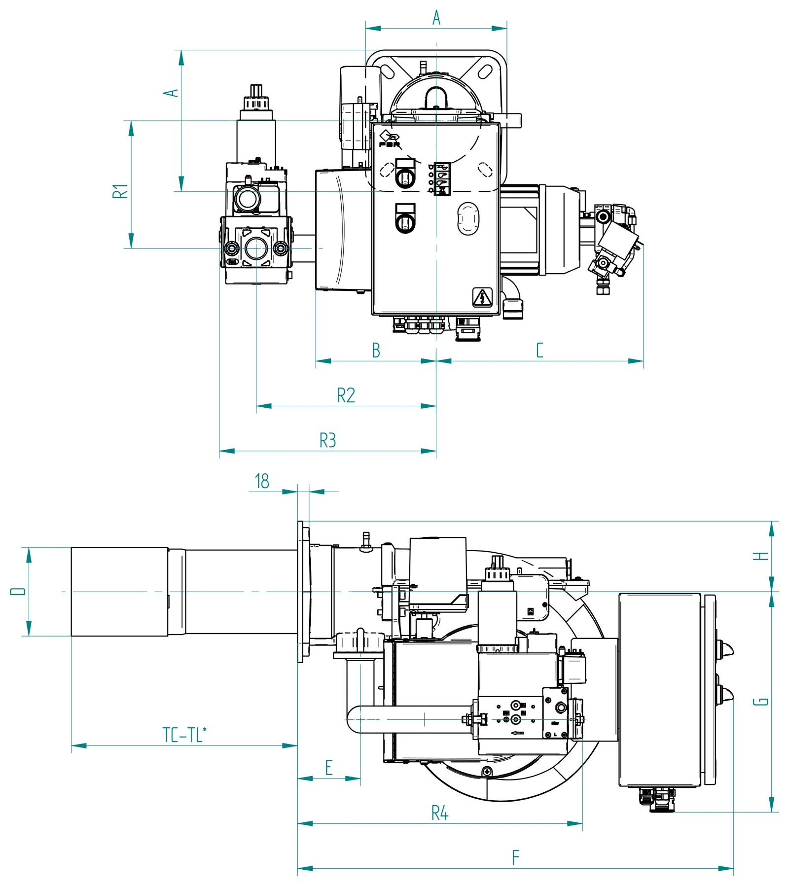 Габаритный чертёж FBR K 3/2