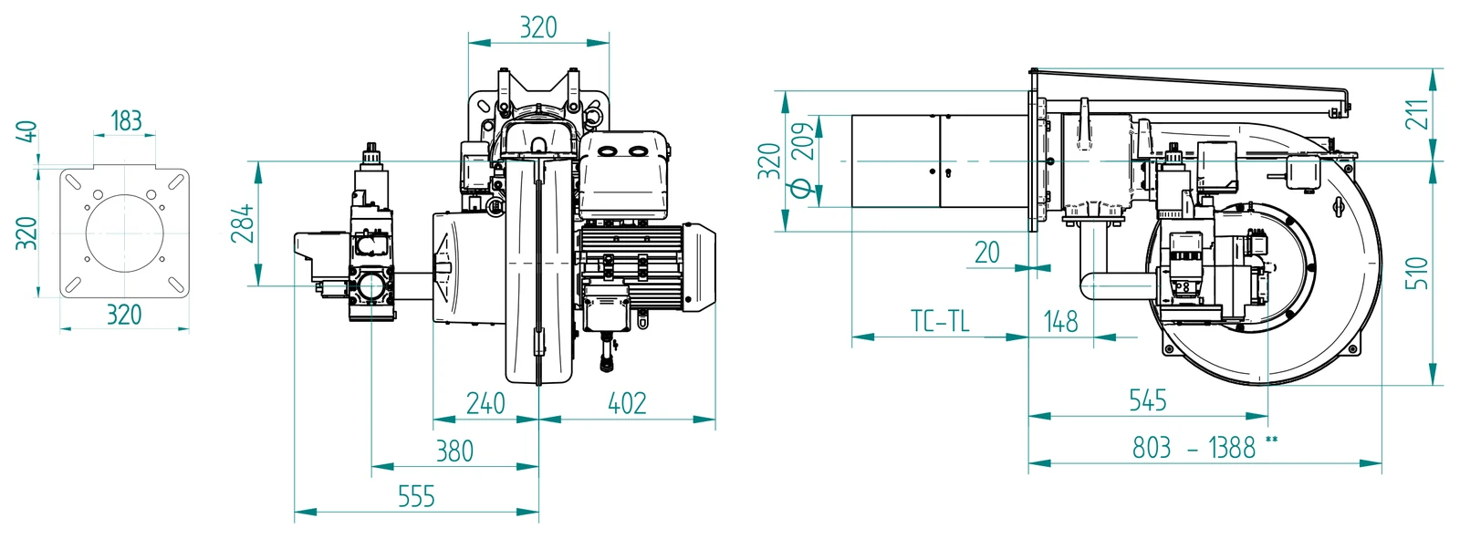 Габаритный чертёж FBR GAS P 160/2
