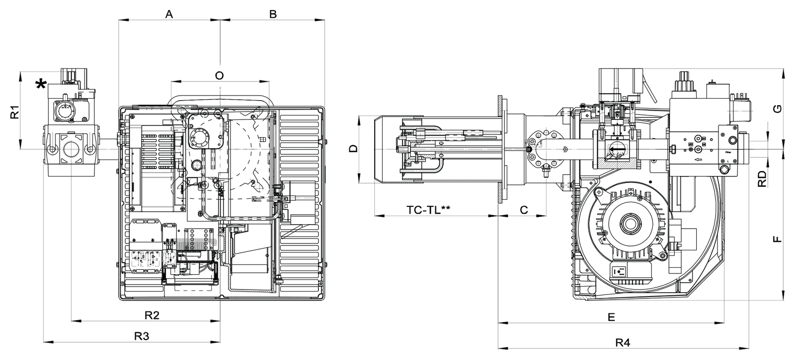 Габаритный чертёж FBR GAS X5/M EL
