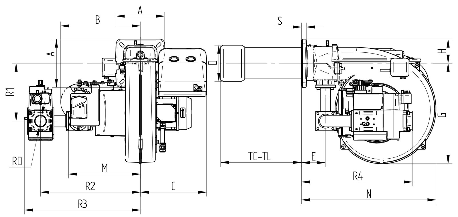 Габаритный чертёж FBR GAS XP 60/M EVO