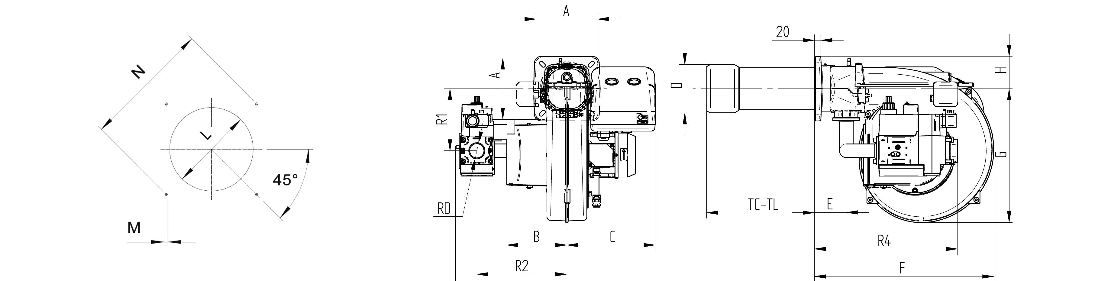 Габаритный чертёж FBR GAS XP60CE EVO