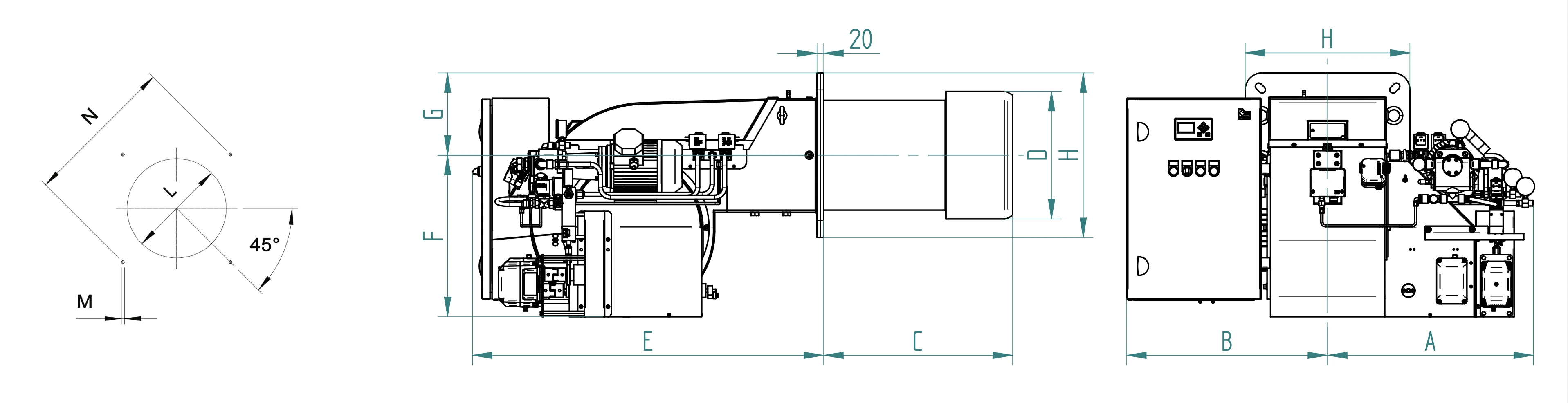 Габаритный чертёж FBR FGP 350/M EL — 550/M EL