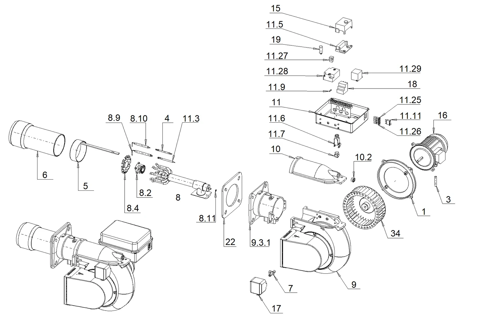 Деталировка GAS XP 60 CE EVO TC и TL, чертёж 002345_1H
