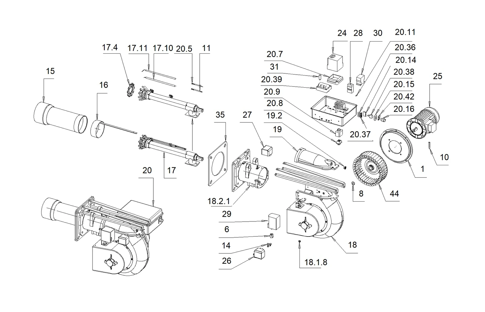 Деталировка GAS P 100/2 CE TL EVO, чертёж 002366_1G