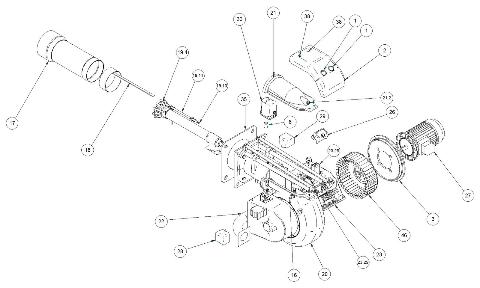 Деталировка GAS P 100/2 CE TL EVO, чертёж 002366_31C