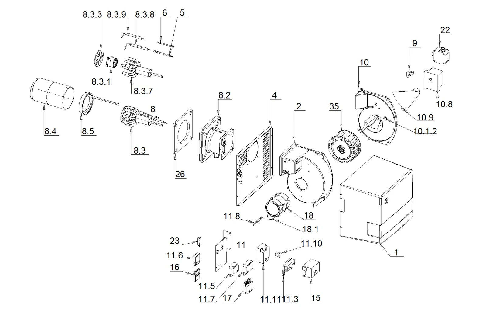 Деталировка GAS X 4/2 CE TC и TL, чертёж 002698_1E