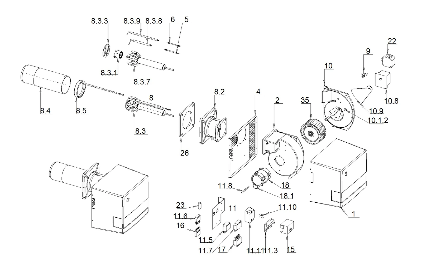 Деталировка GAS X 4/2 CE TL, чертёж 002699_1E